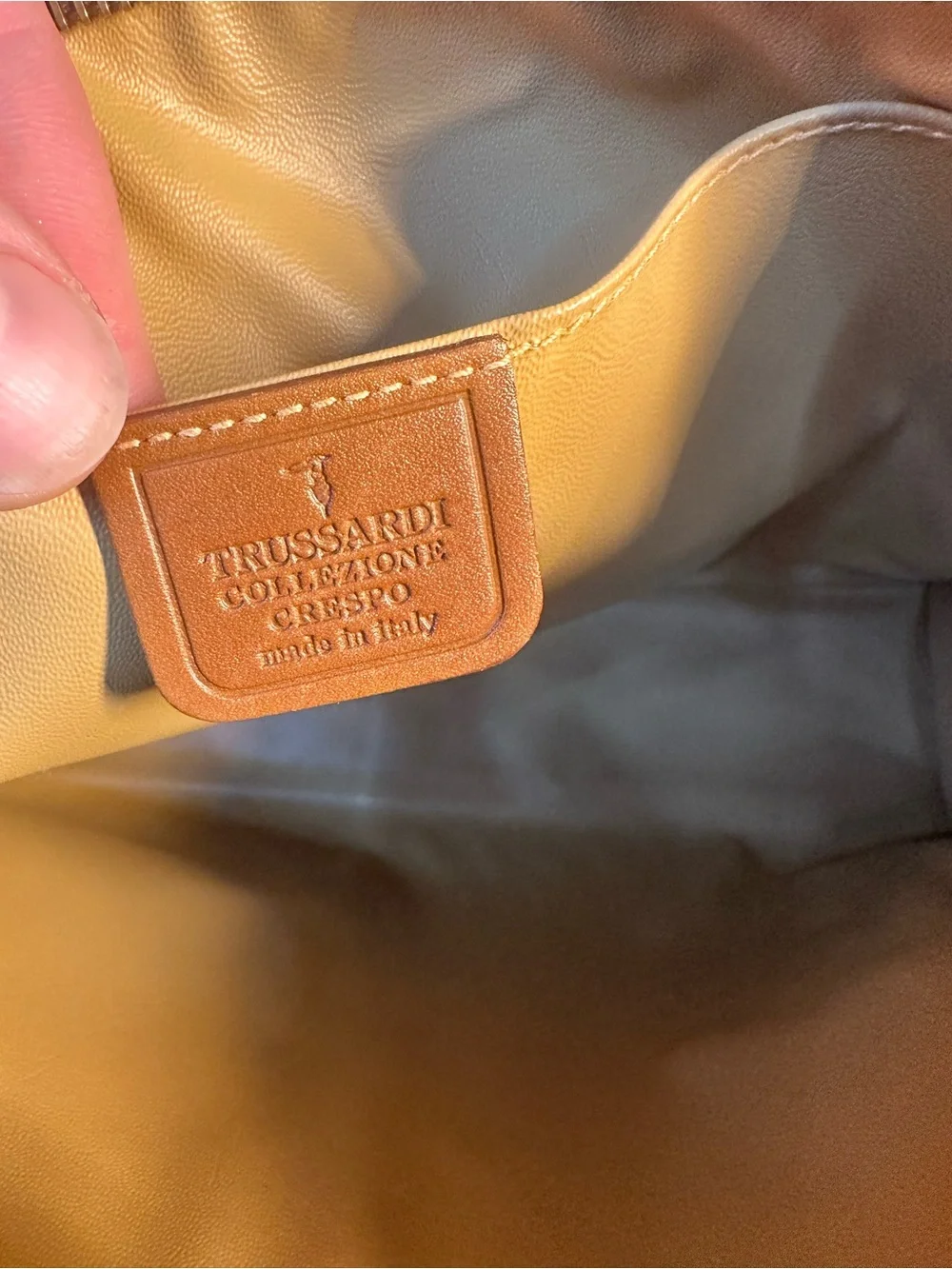 Trussardi Collezione Crespo Brown Leather Clutch/Pouch made in Italy